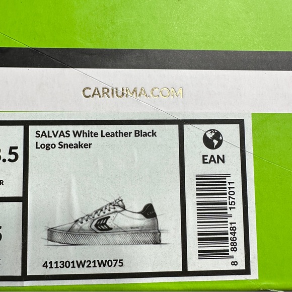NEW Cariuma SALVAS White Leather Black Logo Sneaker - Picture 7 of 7
